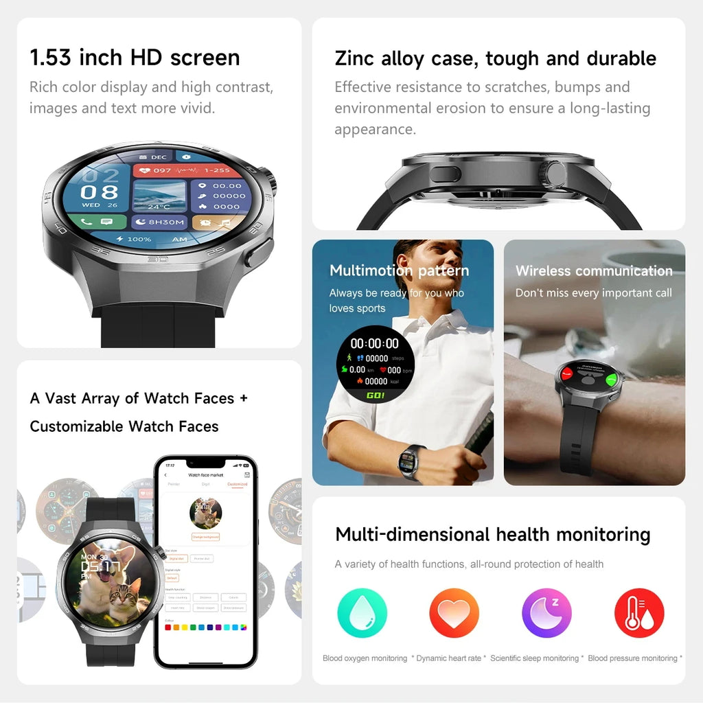 2026 new smart watch HD IPS large screen NFC GPS locator Bluetooth call life waterproof 100 + sports mode health monitoring