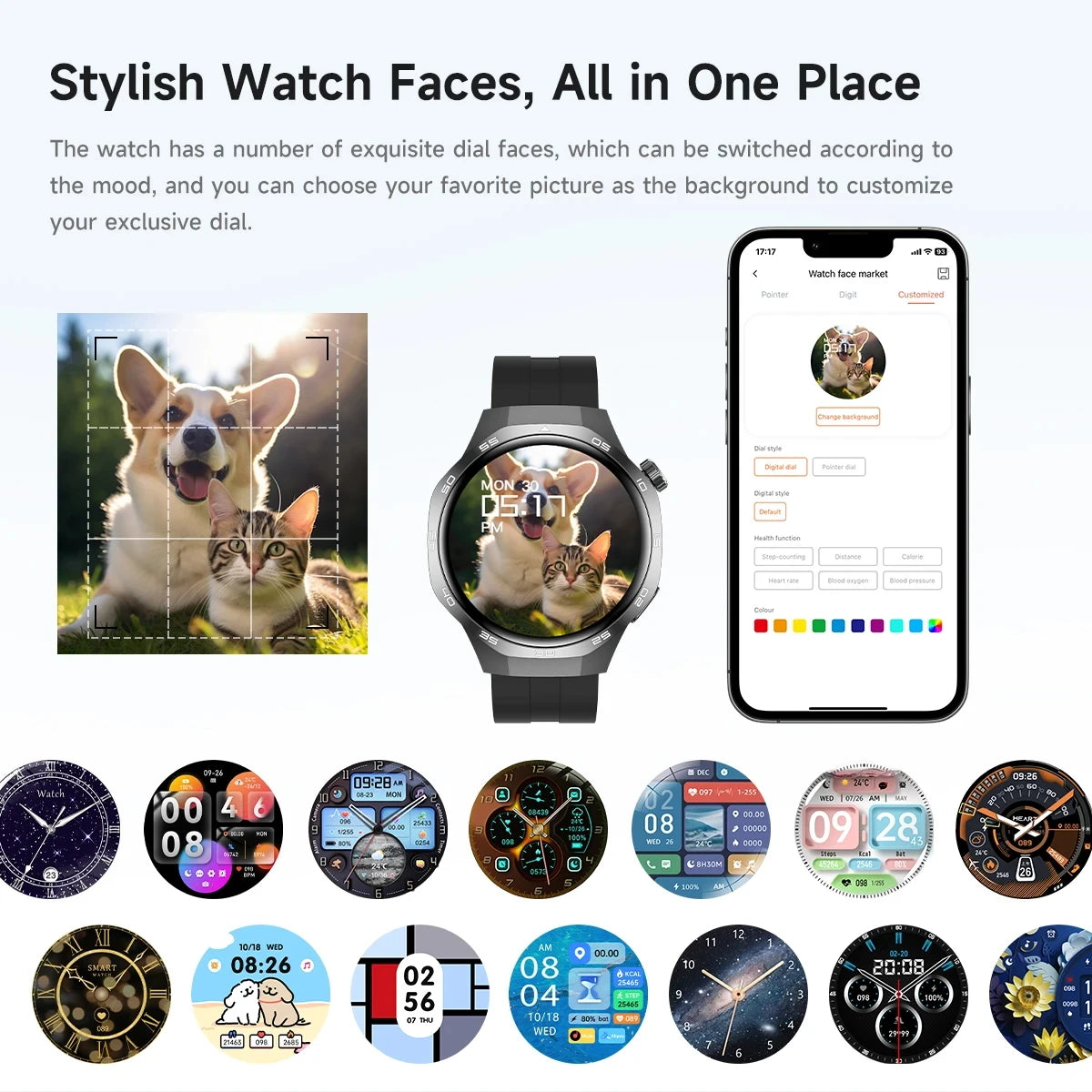 2026 new smart watch HD IPS large screen NFC GPS locator Bluetooth call life waterproof 100 + sports mode health monitoring