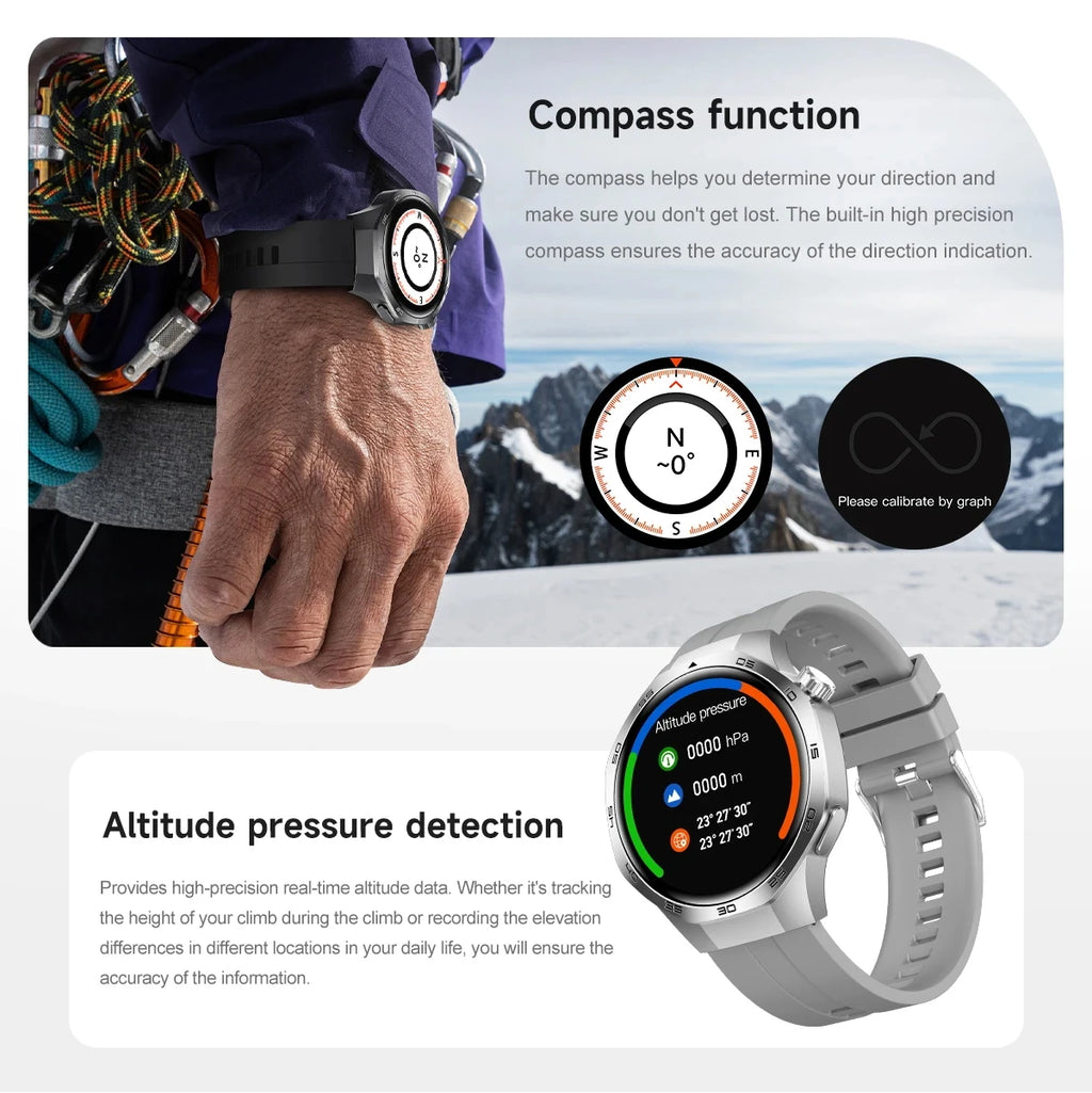 2026 new smart watch HD IPS large screen NFC GPS locator Bluetooth call life waterproof 100 + sports mode health monitoring