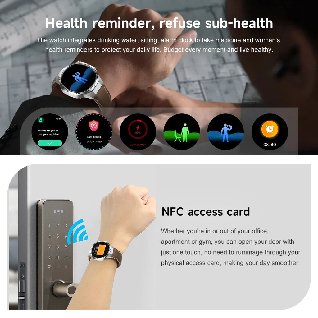 2026 new smart watch HD IPS large screen NFC GPS locator Bluetooth call life waterproof 100 + sports mode health monitoring
